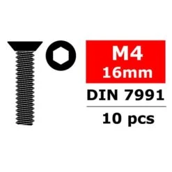 Steel Screws M4 X 16mm Hex Flat Head 10 Pcs