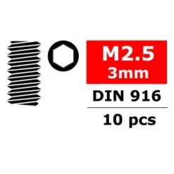 Steel Set Screws M2.5 X 3mm Hex 10 Pcs