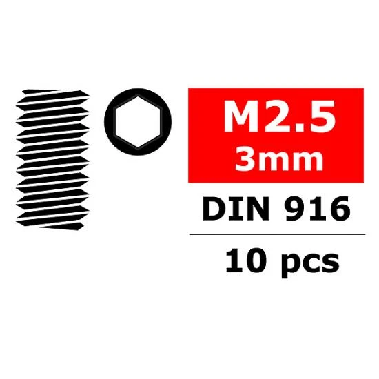 Steel Set Screws M2.5 X 3mm Hex 10 Pcs 1 Steel Set Screws M2.5 X 3mm Hex 10 Pcs