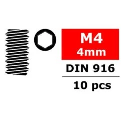 Steel Set Screws M4 X 4mm Hex 10 Pcs