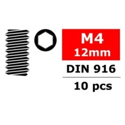 Steel Set Screws M4 X 12mm Hex 10 Pcs