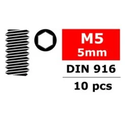 Steel Set Screws M5 X 5mm Hex 10 Pcs