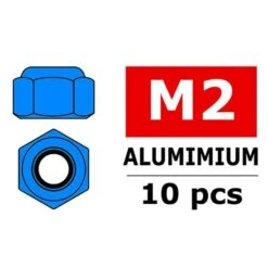 Aluminium Nylst Op Nut - M2 - Blue - 10 Pcs