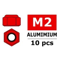 Aluminium Nylst Op Nut - M2 - Red - 10 Pcs