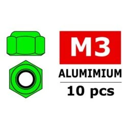 Aluminium Nylst Op Nut - M3 - Green - 10 Pcs