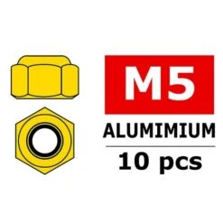 Aluminium Nylst Op Nut - M5 - Gold - 10 Pcs