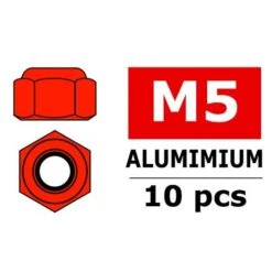 Aluminium Nylst Op Nut - M5 - Red - 10 Pcs