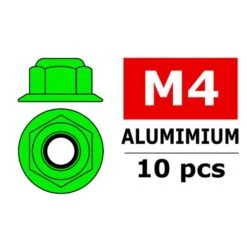Aluminium Nylsto P Nut M4 Flanged Green 10