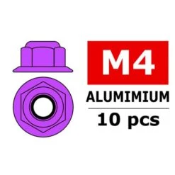 Aluminium Nylsto P Nut M4 Flanged Purple 10