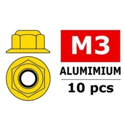 Aluminium Nylst Op Nut - M3 - Flanged - Gold -
