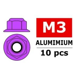 Aluminium Nylst Op Nut - M3 - Flanged - Purple
