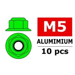 Aluminium Nylst Op Nut - M5 - Flanged - Green